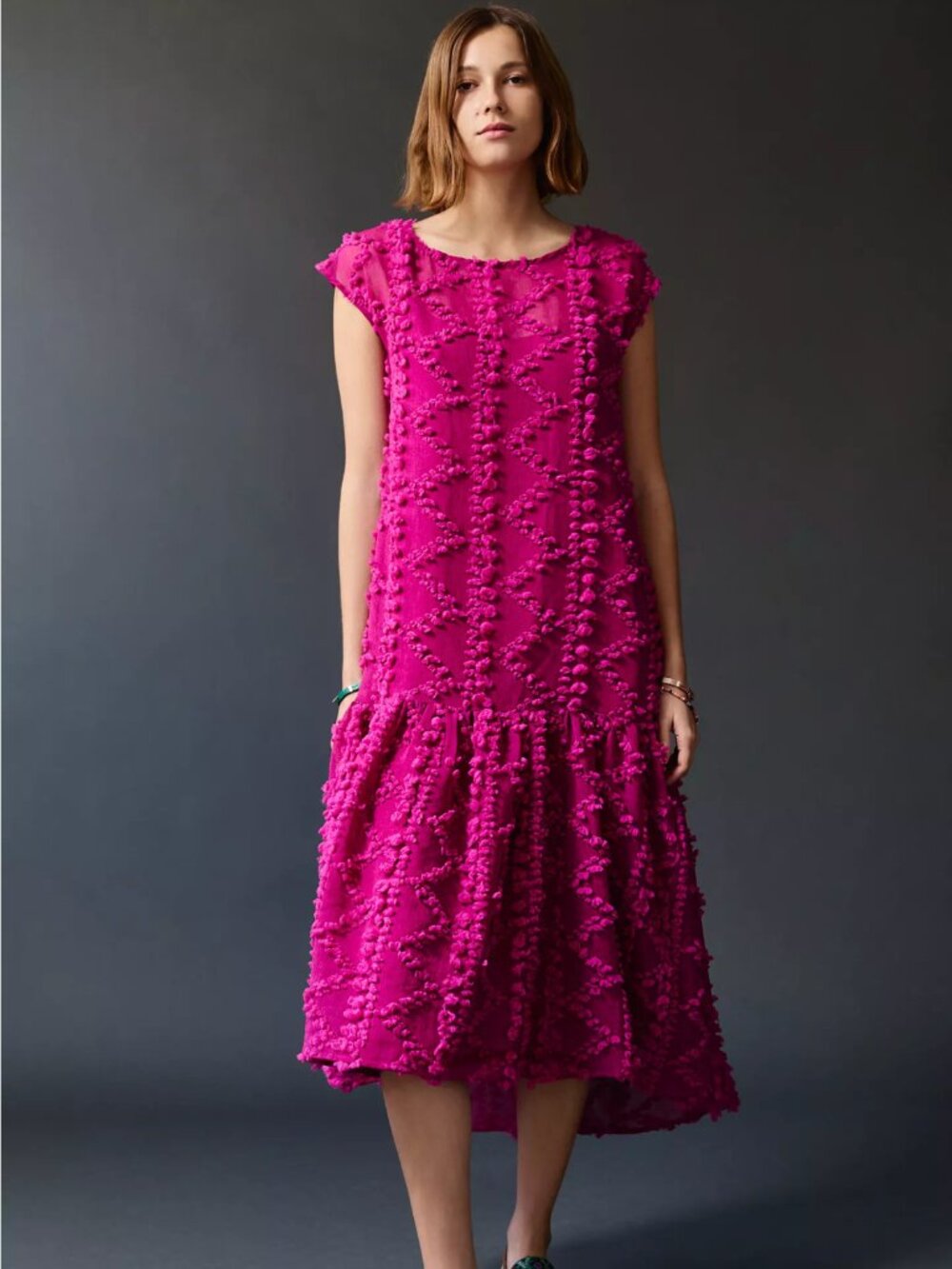 Mauve "Blythe" Textured Magenta Dress.